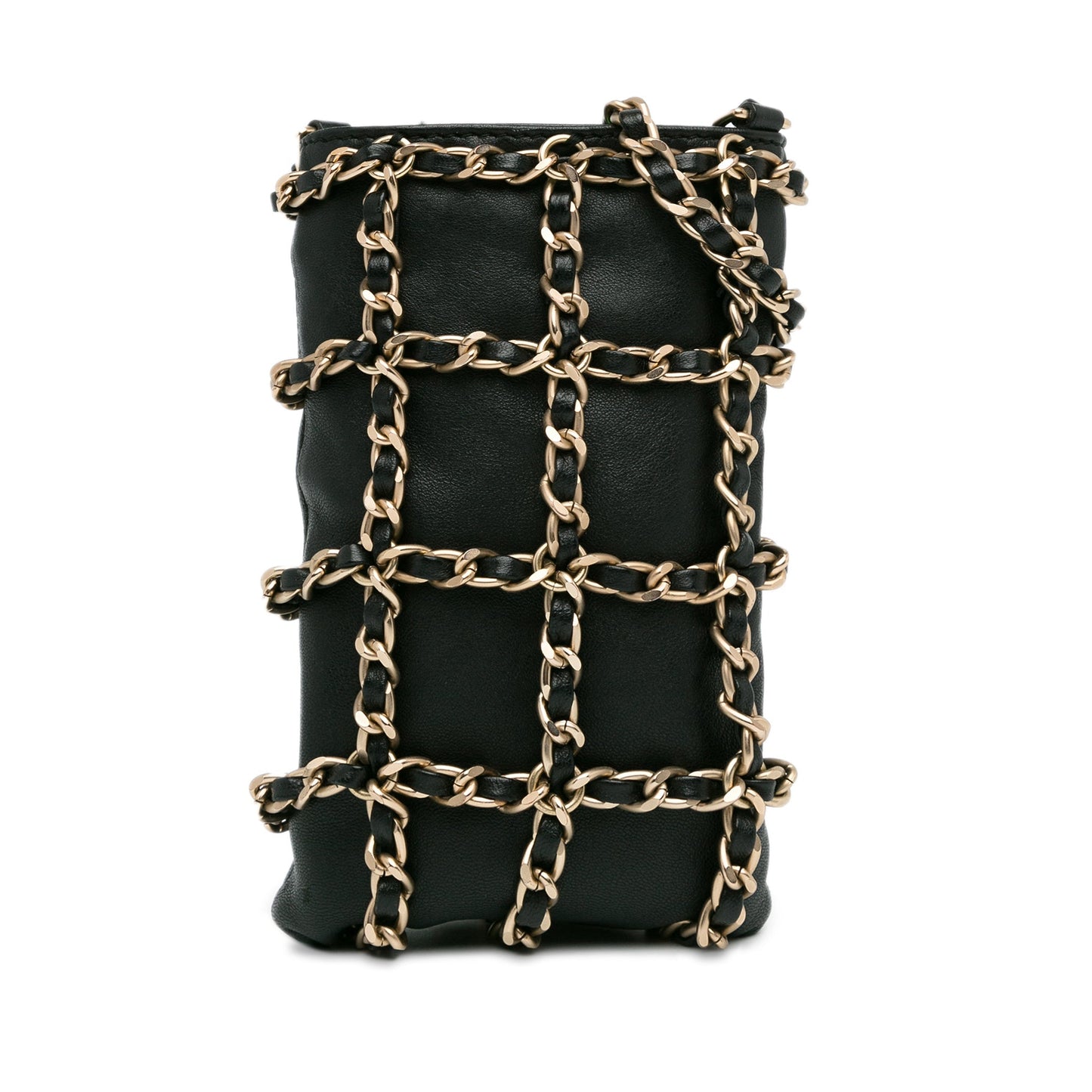 Black Chanel Lambskin Tech Me Out Clutch With Chain Crossbody Bag