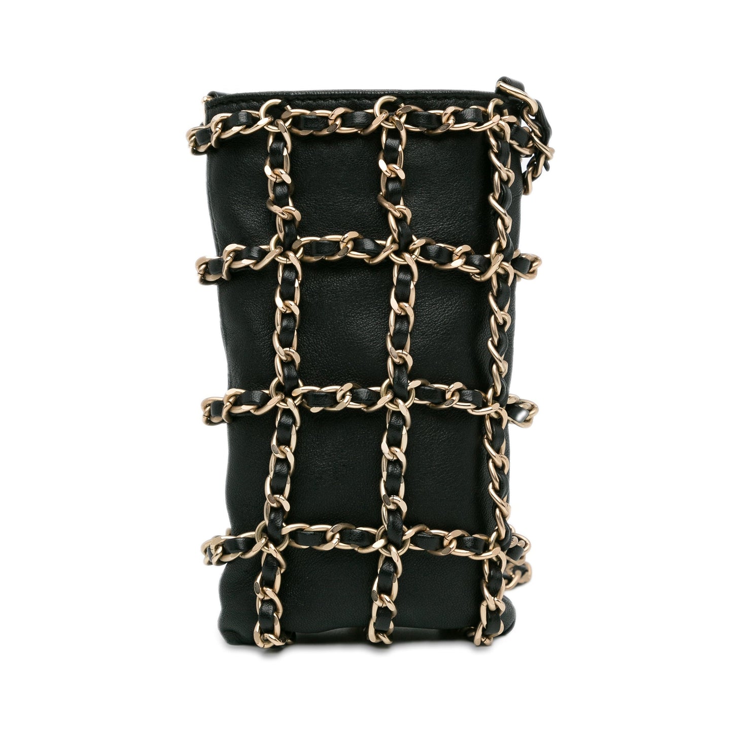 Black Chanel Lambskin Tech Me Out Clutch With Chain Crossbody Bag