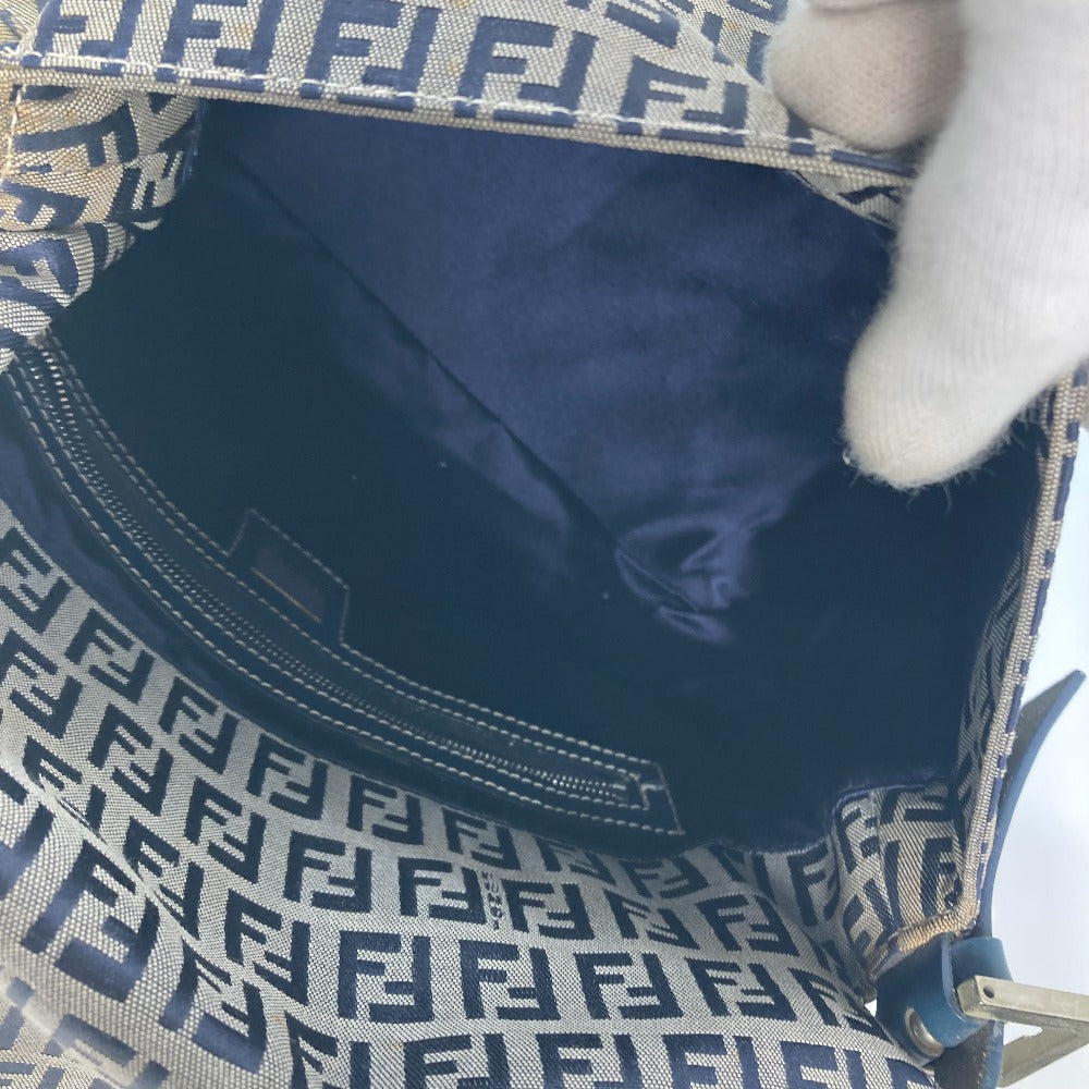 FENDI Shoulder Bag Canvas / leather Navy shoulder bag Mamma Bucket Women Used