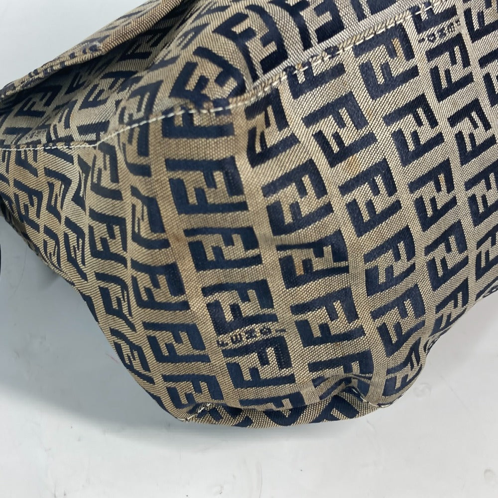FENDI Shoulder Bag Canvas / leather Navy shoulder bag Mamma Bucket Women Used