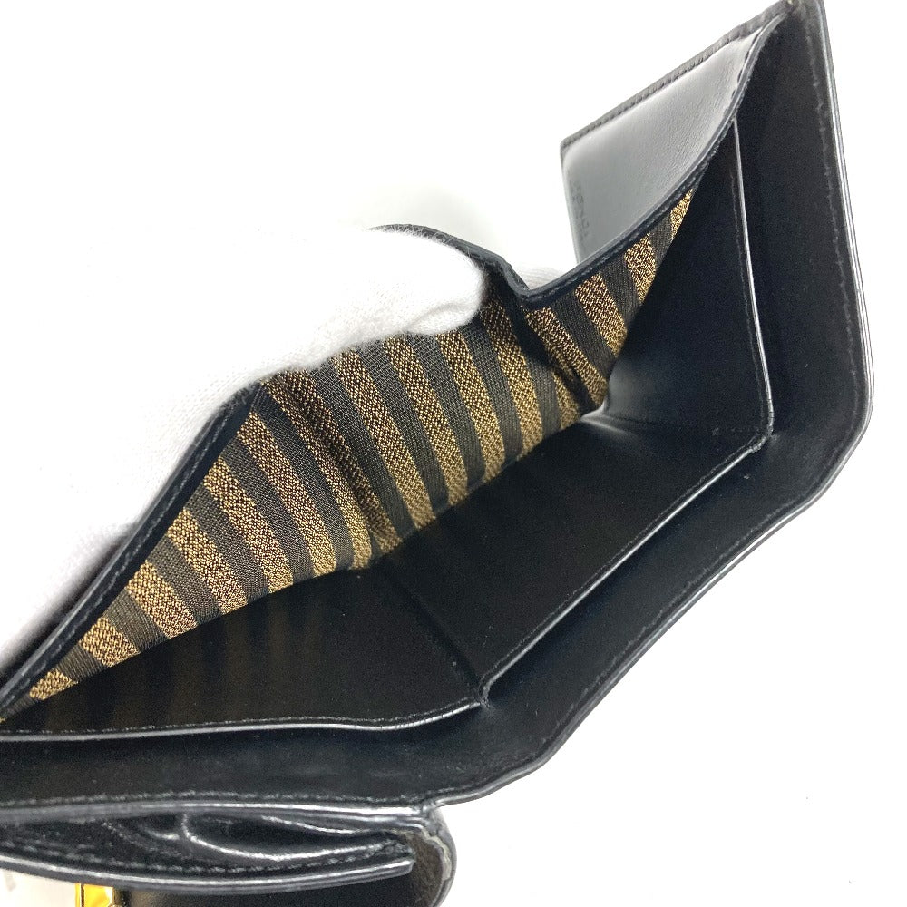 FENDI Trifold wallet 8M0395 leather black logo Women Used