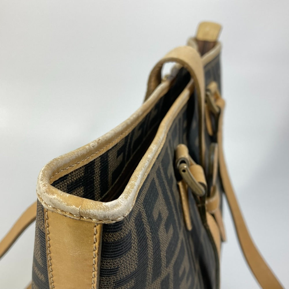 FENDI Tote Bag PVC / Leather Brown Zucca Pattern
