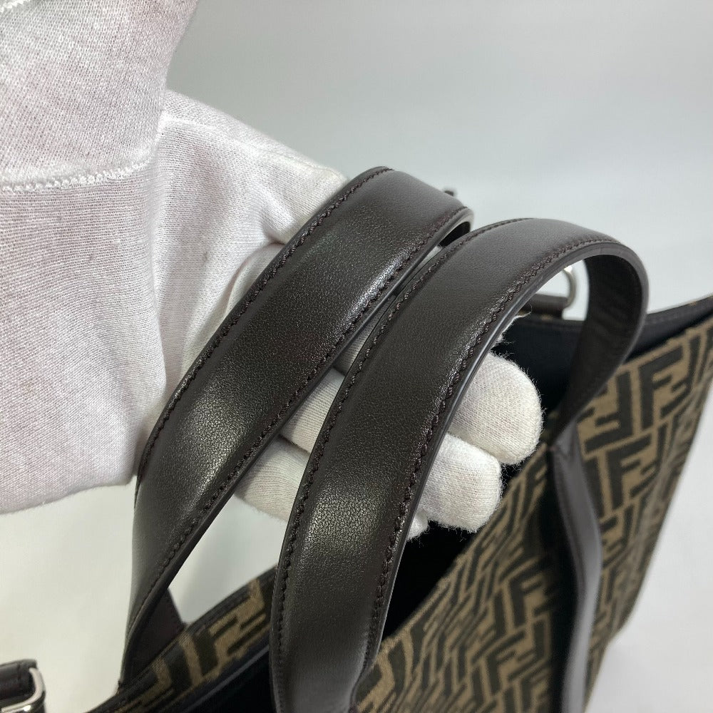FENDI Tote Bag 7VA390 Canvas / leather Brown Crossbody Zucca Shopping Bag mens Used