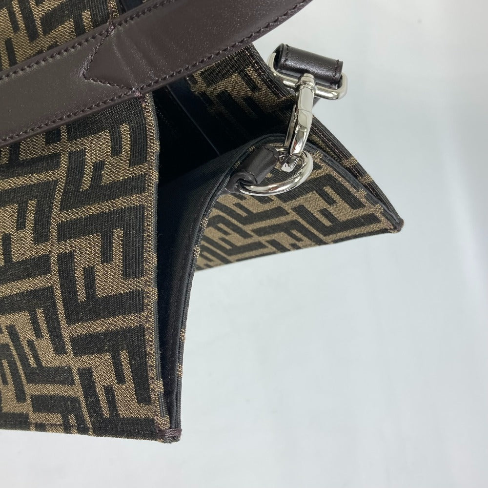 FENDI Tote Bag 7VA390 Canvas / leather Brown Crossbody Zucca Shopping Bag mens Used