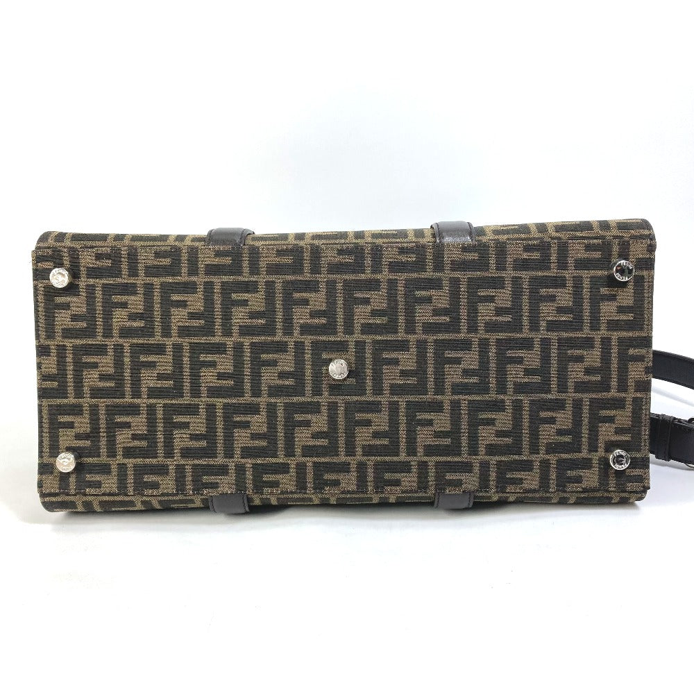 FENDI Tote Bag 7VA390 Canvas / leather Brown Crossbody Zucca Shopping Bag mens Used