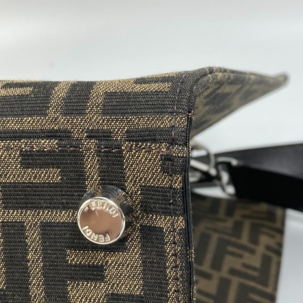 FENDI Tote Bag 7VA390 Canvas / leather Brown Crossbody Zucca Shopping Bag mens Used