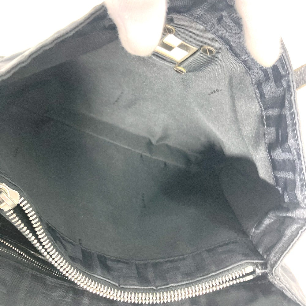 FENDI Tote Bag Nylon, Leather black vintage Zucca Women Used