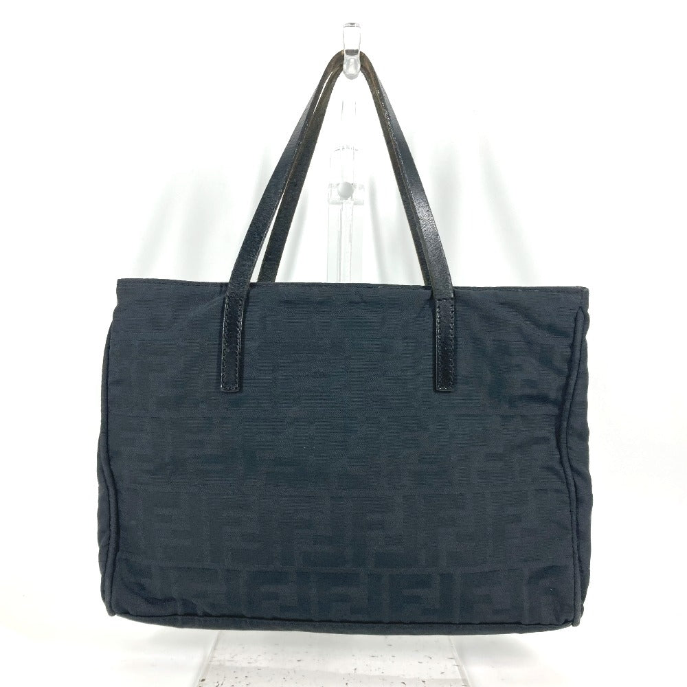 FENDI Tote Bag Nylon, Leather black vintage Zucca Women Used