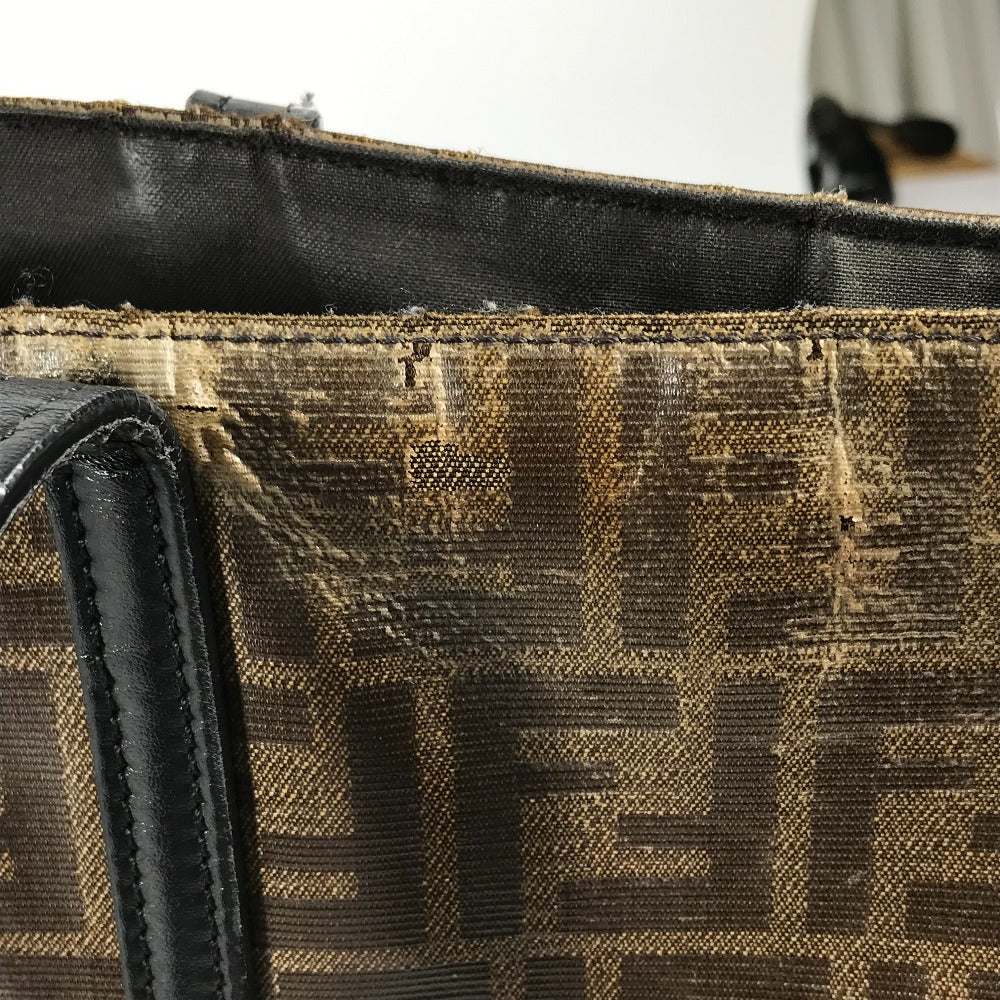 FENDI Tote Bag 8BH348 PVC, Leather Brown Zucca mens Used