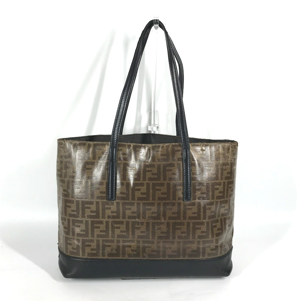 FENDI Tote Bag 8BH348 PVC, Leather Brown Zucca mens Used