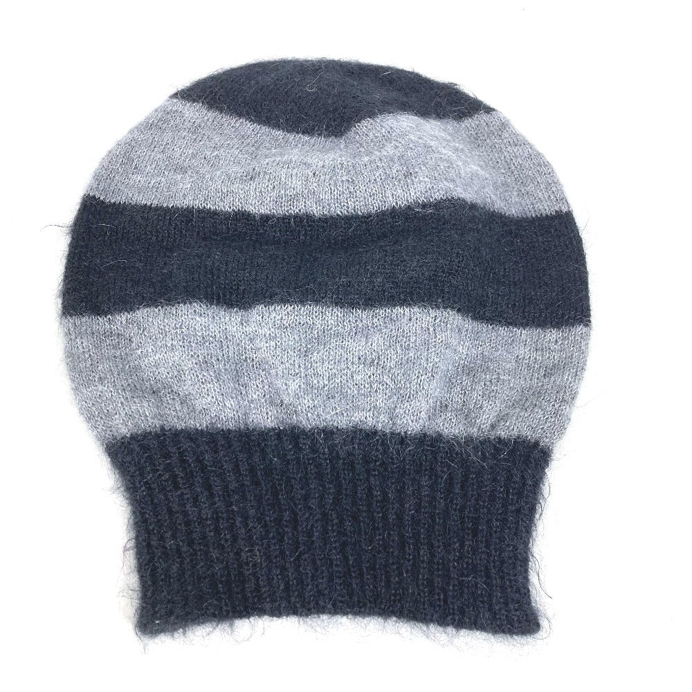 FENDI Knit hat FXQ107 Silk, Mohair black beanie hat knit hat knit cap border