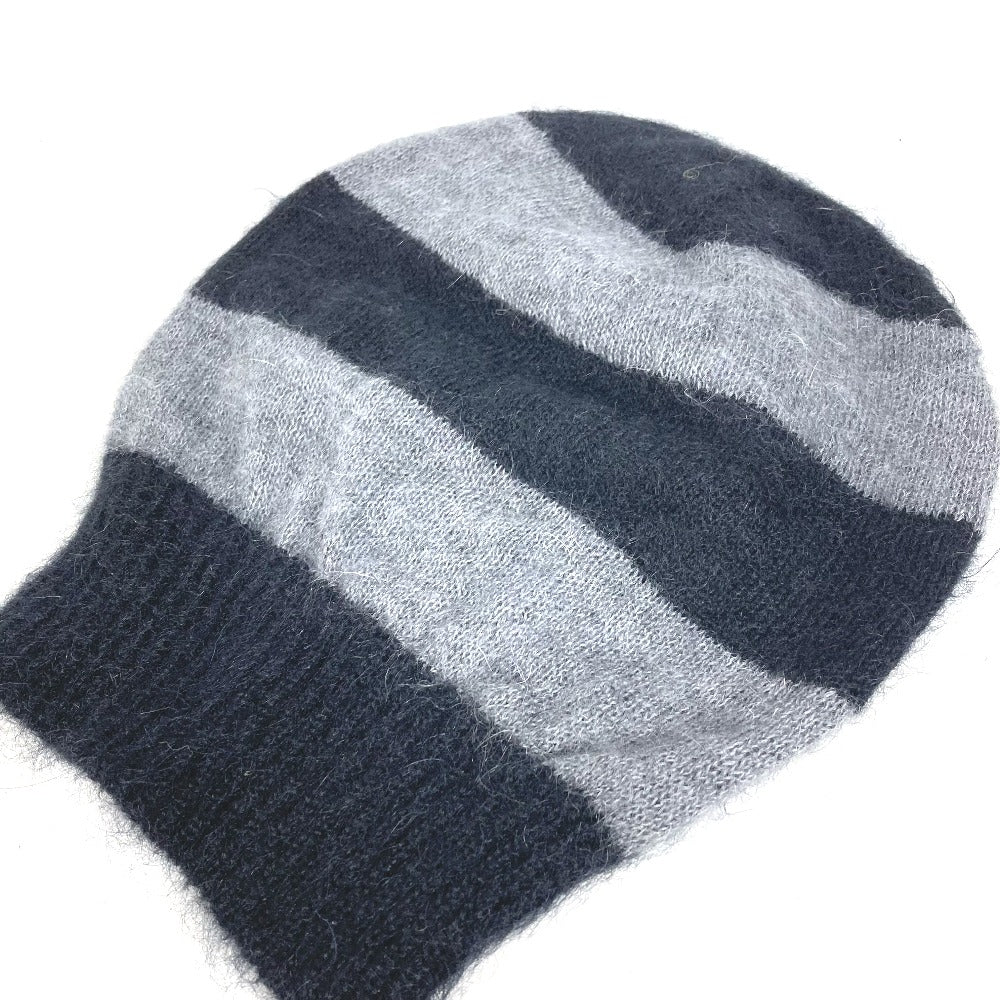 FENDI Knit hat FXQ107 Silk, Mohair black beanie hat knit hat knit cap border