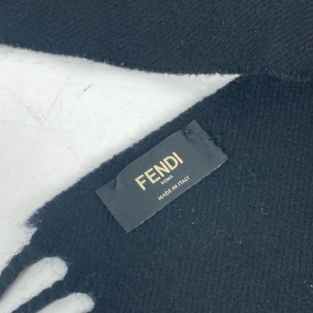 FENDI Scarf wool black Monster emblem logo