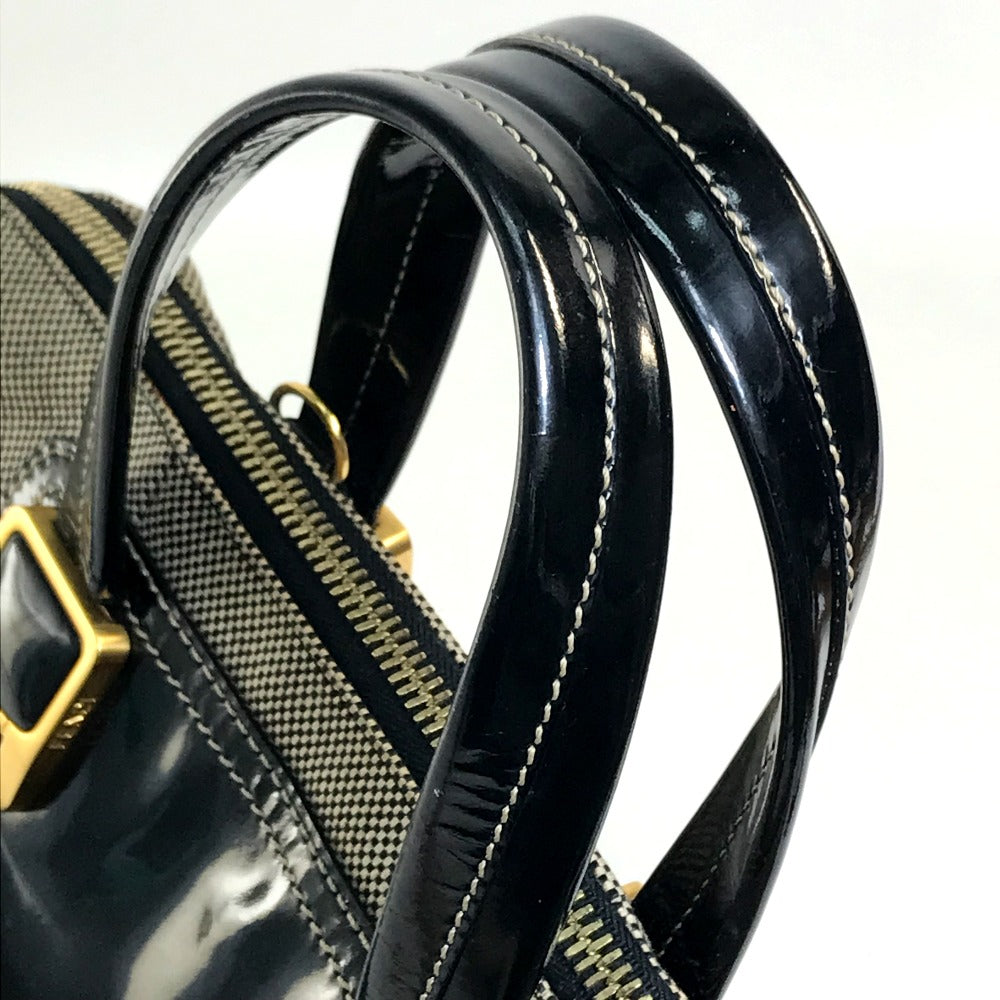 FENDI Handbag Canvas / patent leather Black type Enamel Crossbody Shoulder chameleon Women Used