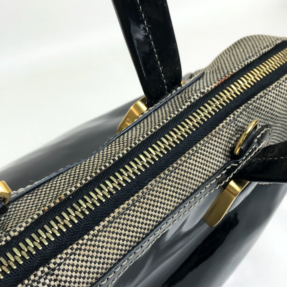 FENDI Handbag Canvas / patent leather Black type Enamel Crossbody Shoulder chameleon Women Used