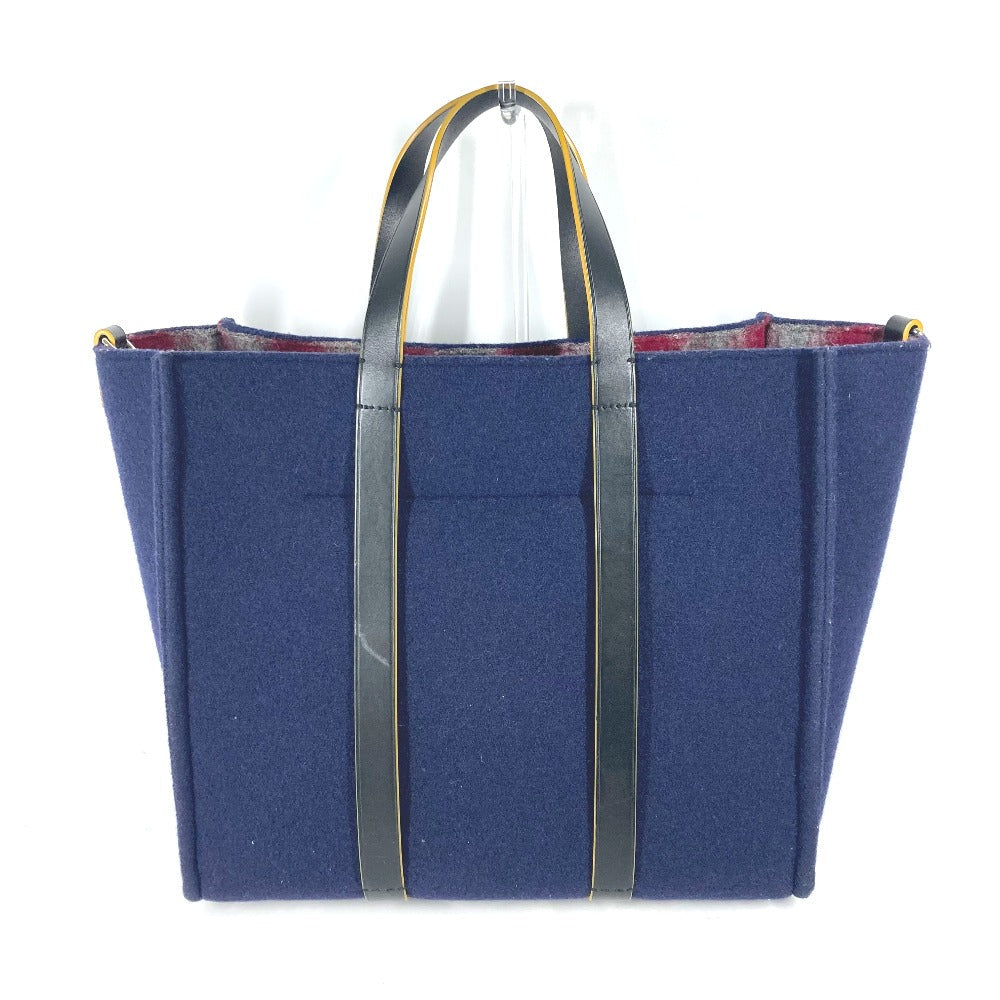 FENDI Tote Bag 7VA390 wool Navy Shoulder Tote mens Used