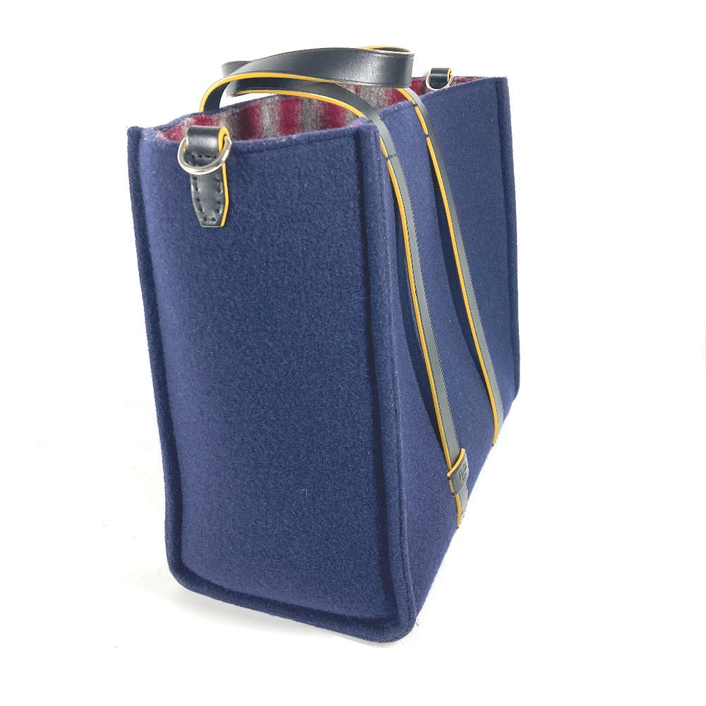 FENDI Tote Bag 7VA390 wool Navy Shoulder Tote mens Used