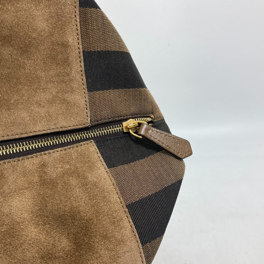 FENDI Handbag 8BN251 Leather/Canvas, Suede Brown Pecan Women Used