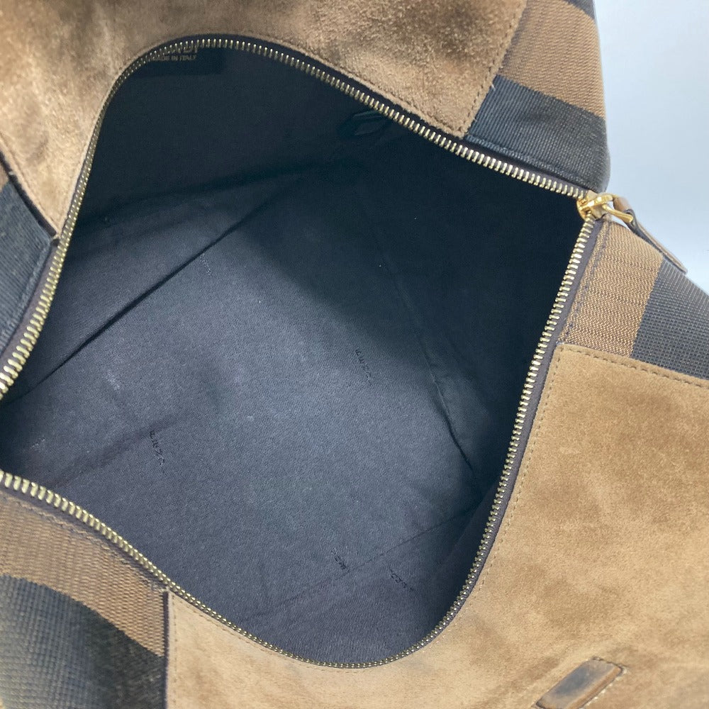 FENDI Handbag 8BN251 Leather/Canvas, Suede Brown Pecan Women Used
