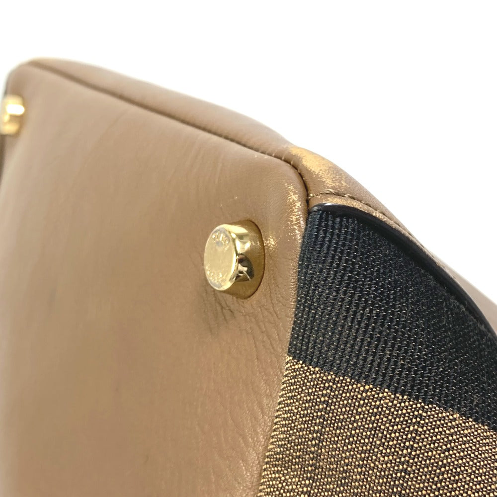FENDI Handbag 8BN251 Leather/Canvas, Suede Brown Pecan Women Used
