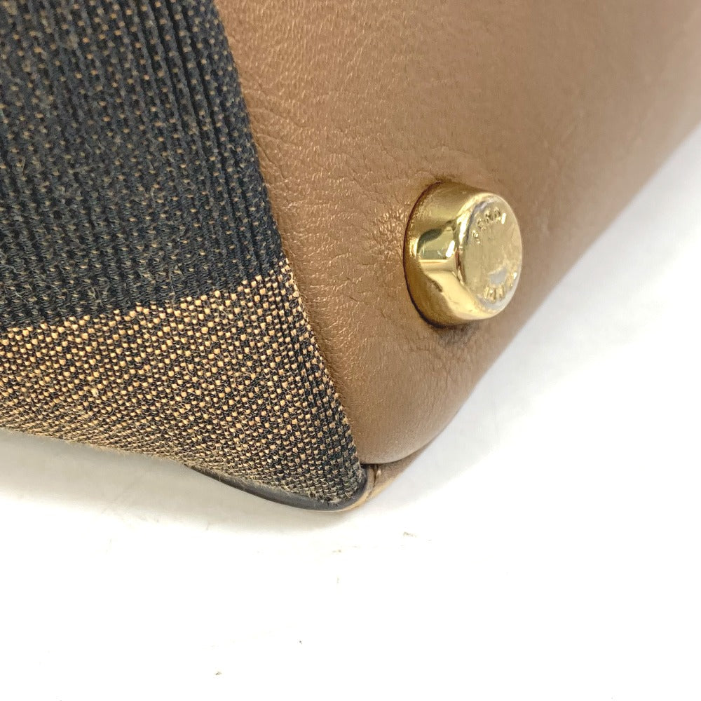 FENDI Handbag 8BN251 Leather/Canvas, Suede Brown Pecan Women Used