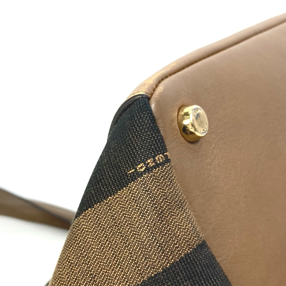 FENDI Handbag 8BN251 Leather/Canvas, Suede Brown Pecan Women Used