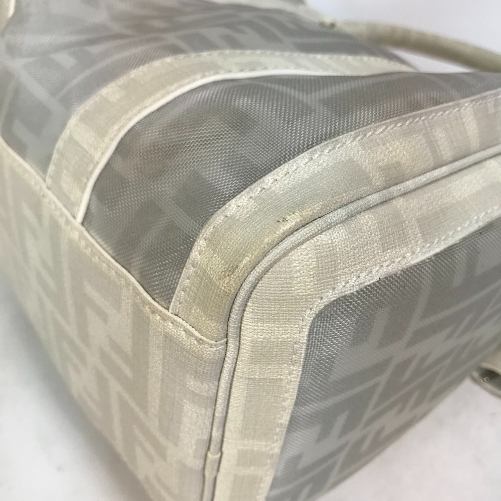FENDI Boston Duffel bag leather white handbag bag Zucca mesh Women Used