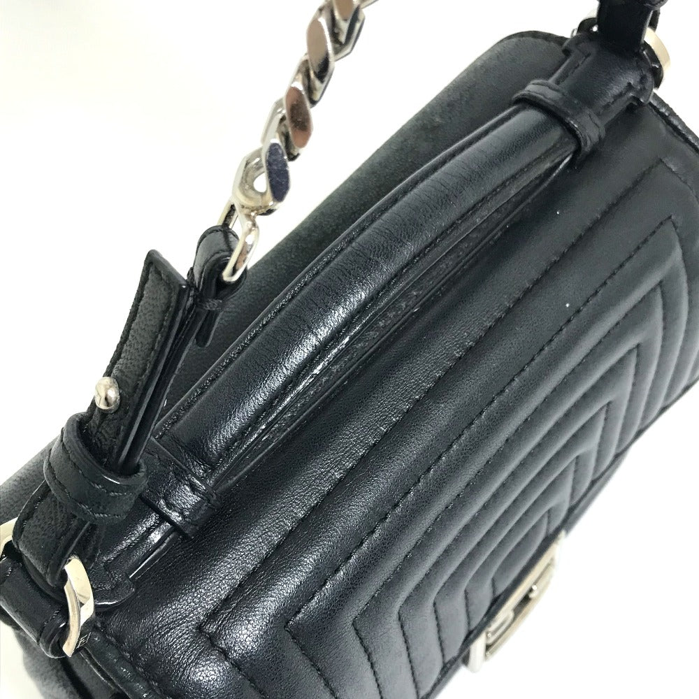 FENDI Shoulder Bag 8M0371 leather black Pochette Crossbody Double micro baguette Women Used
