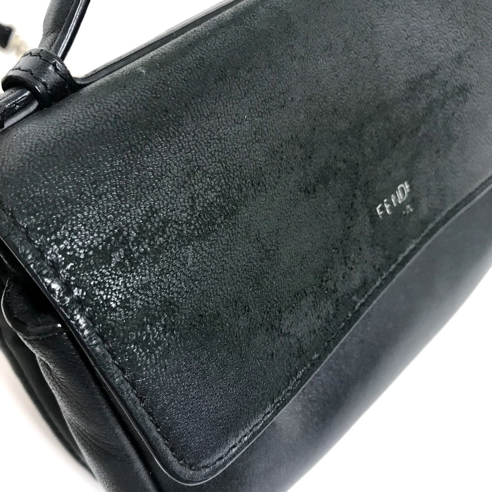 FENDI Shoulder Bag 8M0371 leather black Pochette Crossbody Double micro baguette Women Used