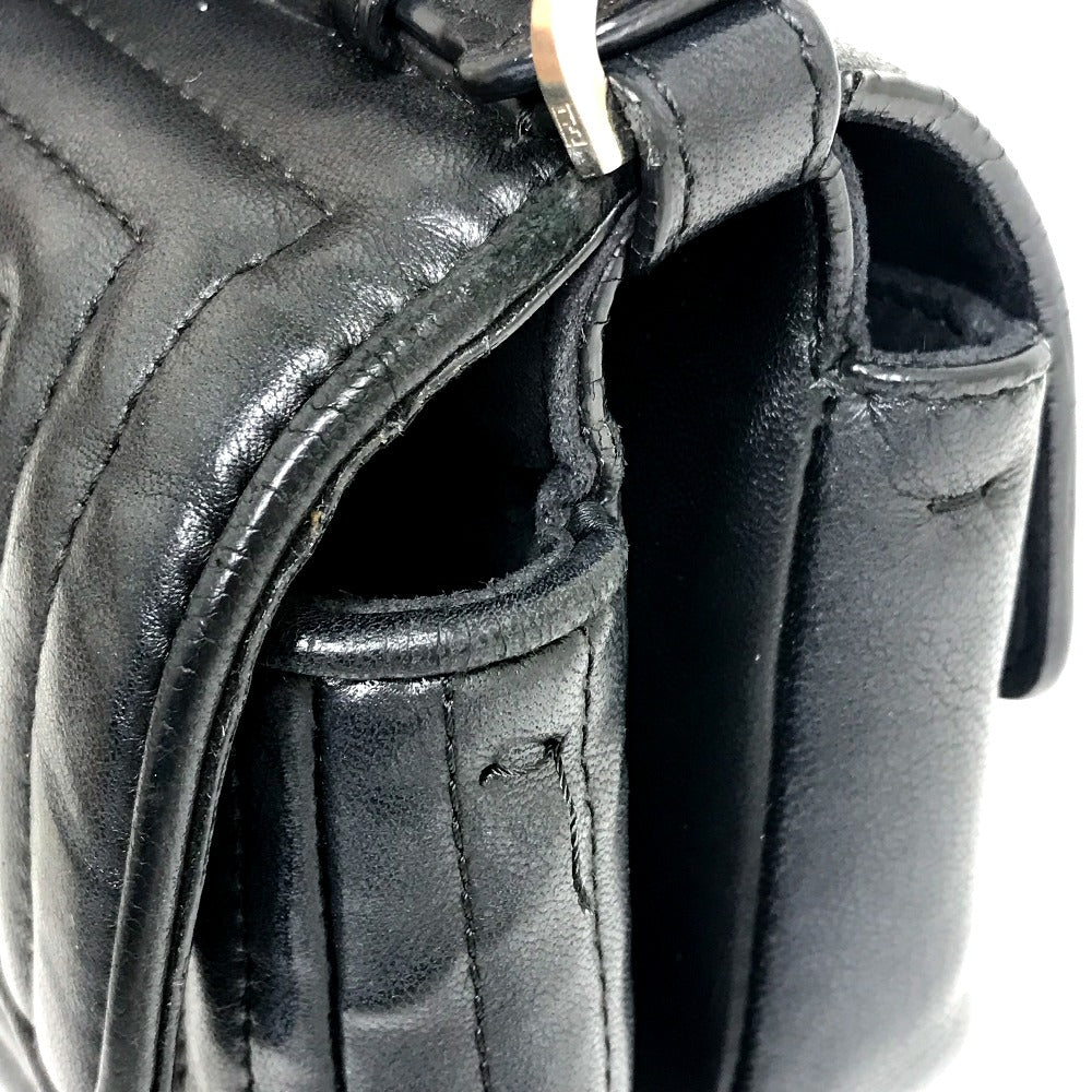 FENDI Shoulder Bag 8M0371 leather black Pochette Crossbody Double micro baguette Women Used