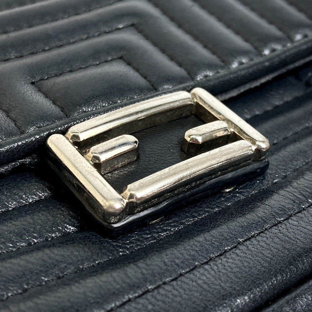 FENDI Shoulder Bag 8M0371 leather black Pochette Crossbody Double micro baguette Women Used