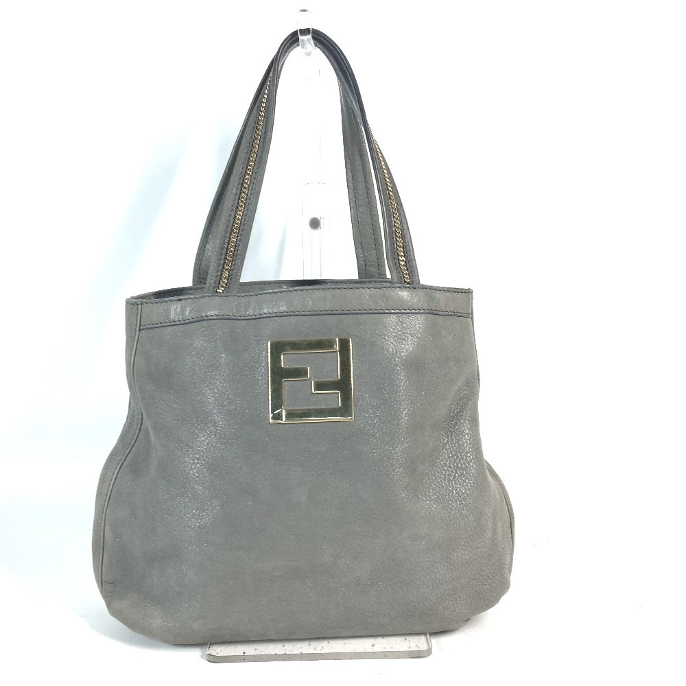 FENDI Shoulder Bag 8BR650 leather gray Bag Shoulder Bag Tote Bag logo FF Women Used