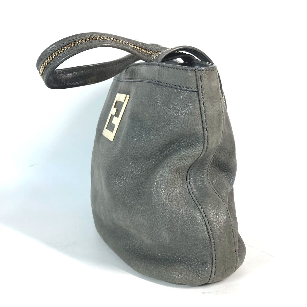FENDI Shoulder Bag 8BR650 leather gray Bag Shoulder Bag Tote Bag logo FF Women Used