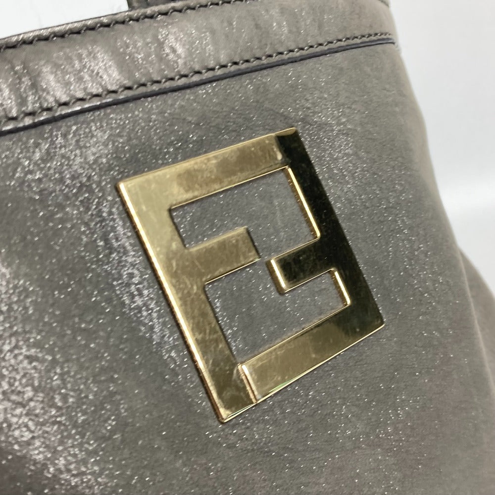 FENDI Shoulder Bag 8BR650 leather gray Bag Shoulder Bag Tote Bag logo FF Women Used