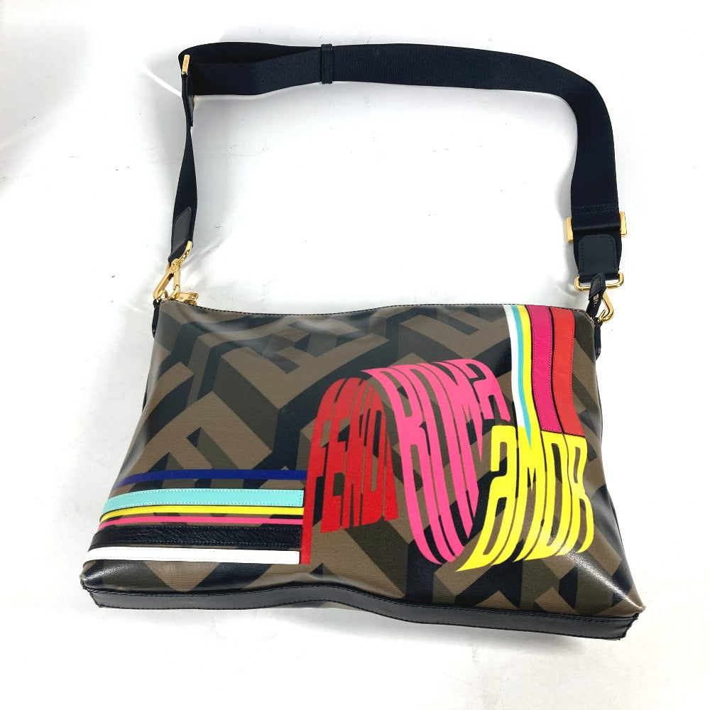 FENDI Shoulder Bag 7VA470 PVC Brown Multicolor logo Women Used