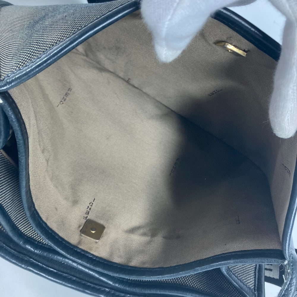 FENDI Shoulder Bag Canvas / leather gray Crossbody logo