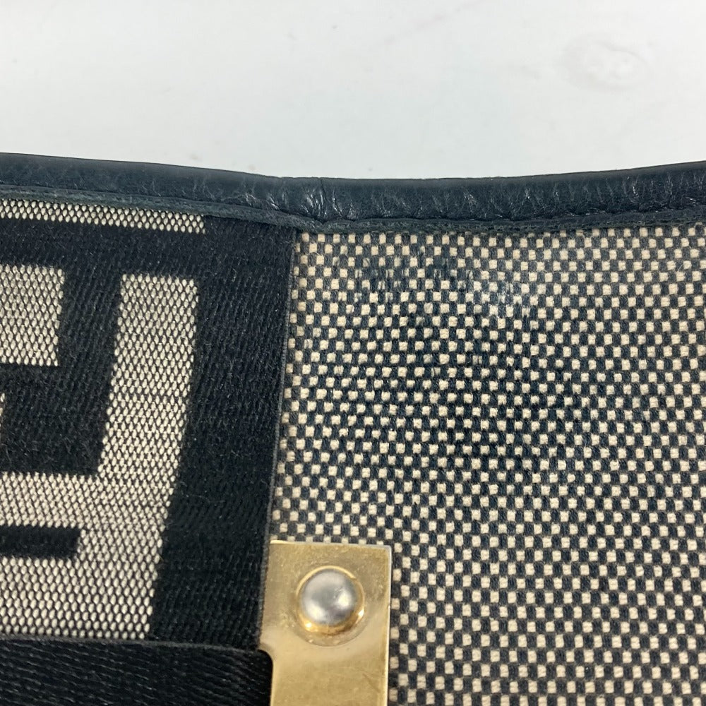 FENDI Shoulder Bag Canvas / leather gray Crossbody logo