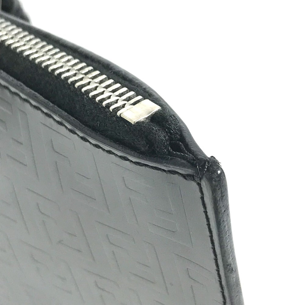 FENDI Tote Bag leather black logo FF Women Used