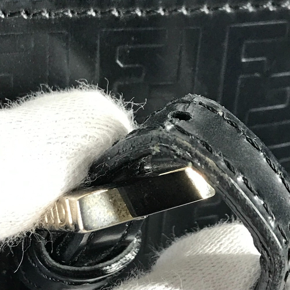 FENDI Tote Bag leather black logo FF Women Used