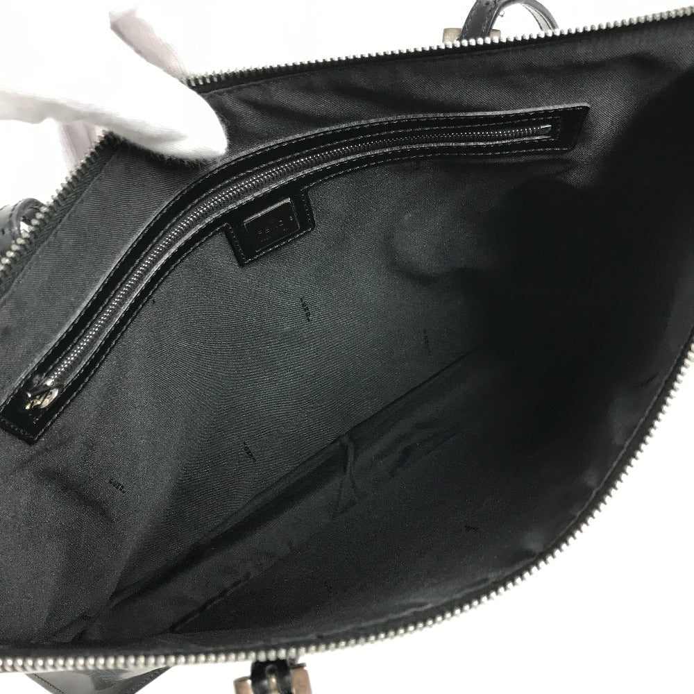 FENDI Tote Bag leather black logo FF Women Used