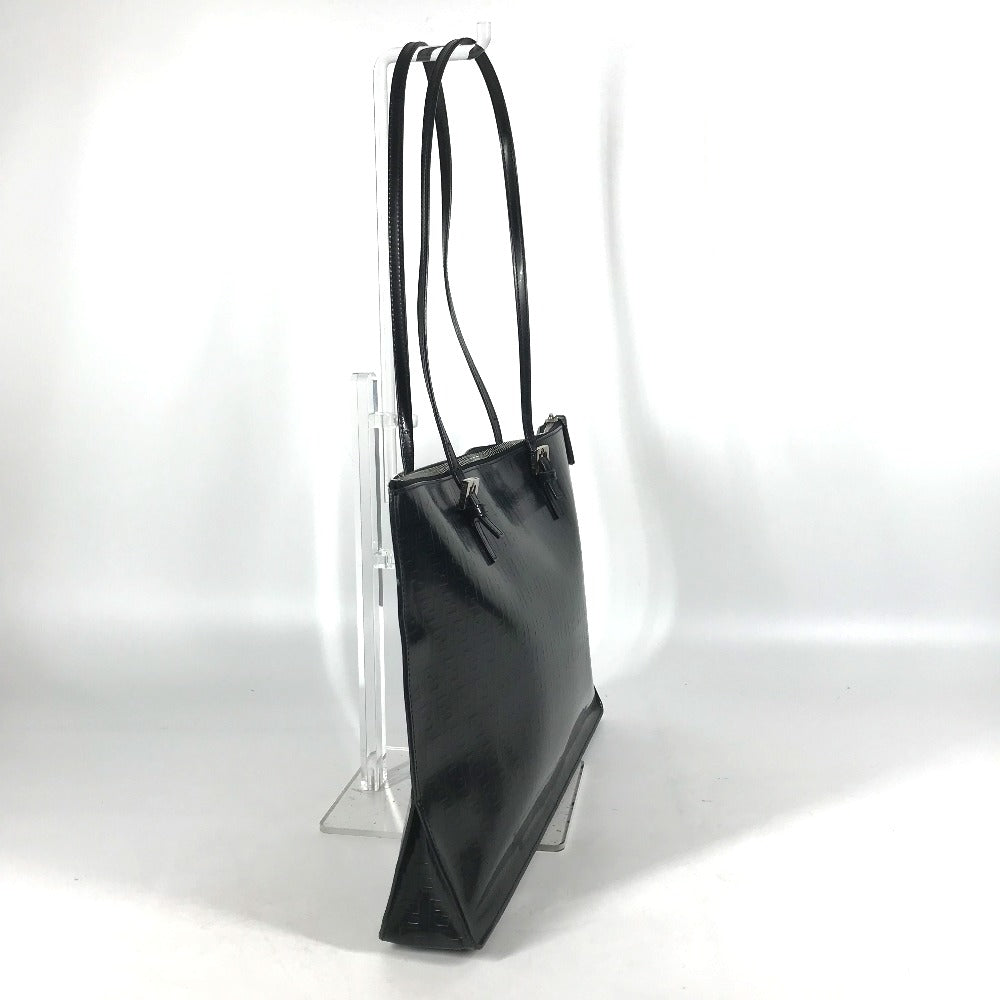 FENDI Tote Bag leather black logo FF Women Used