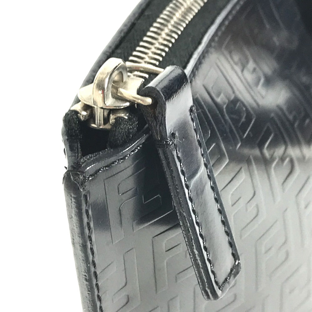 FENDI Tote Bag leather black logo FF Women Used