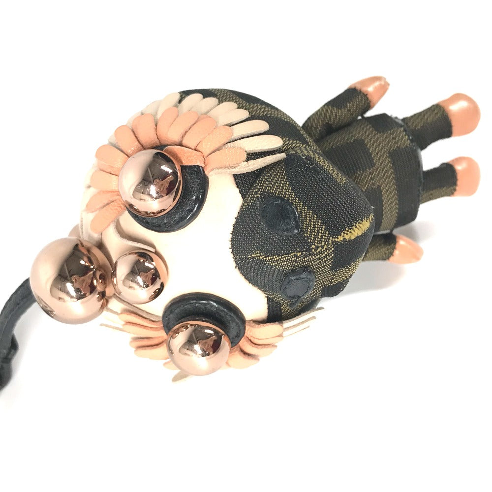 FENDI key ring canvas Brown Zucca Space monkey