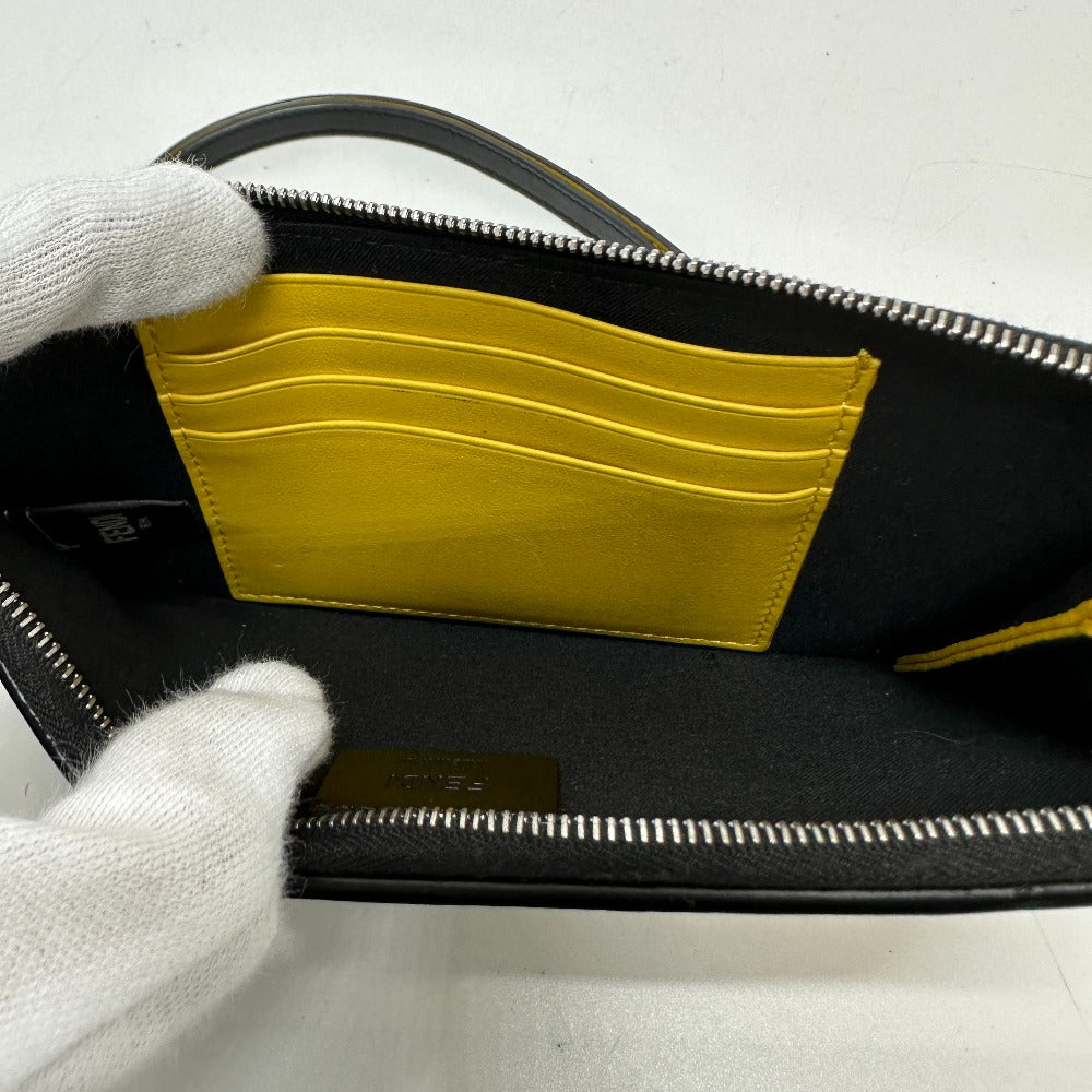 FENDI Coin case 7M0283 leather black Wallet Coin Pocket Card Case Monster Bugs mens Used