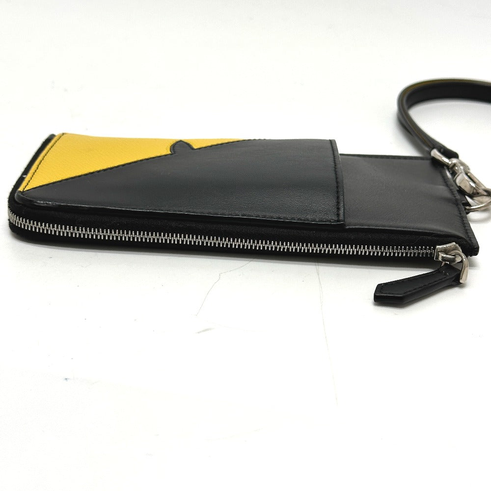 FENDI Coin case 7M0283 leather black Wallet Coin Pocket Card Case Monster Bugs mens Used