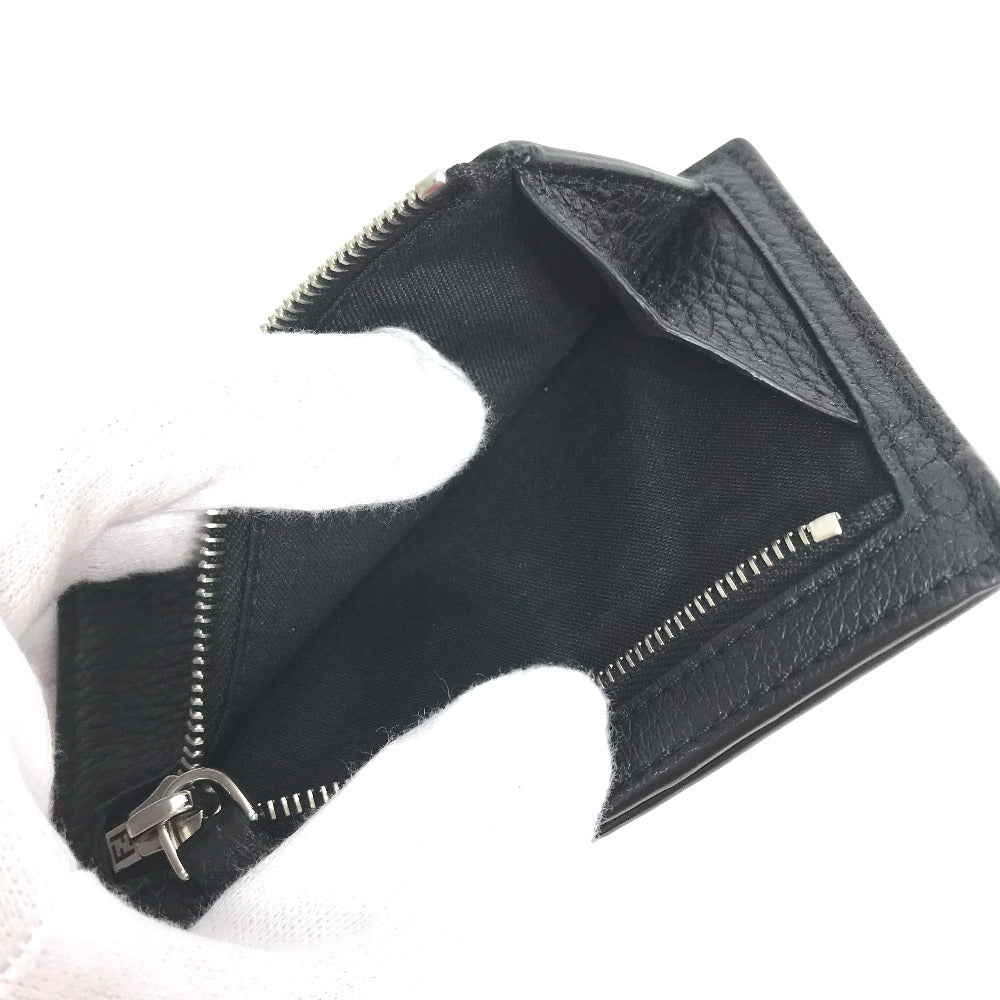 FENDI Coin case 7M0310 leather black Fragment case logo mens Used