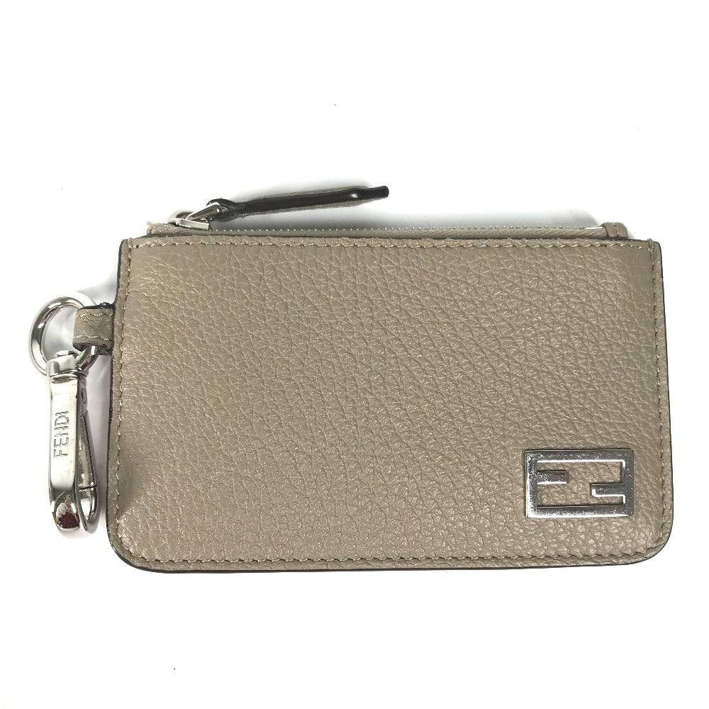 FENDI Coin case 7M0343 leather beige By color logo Women Used