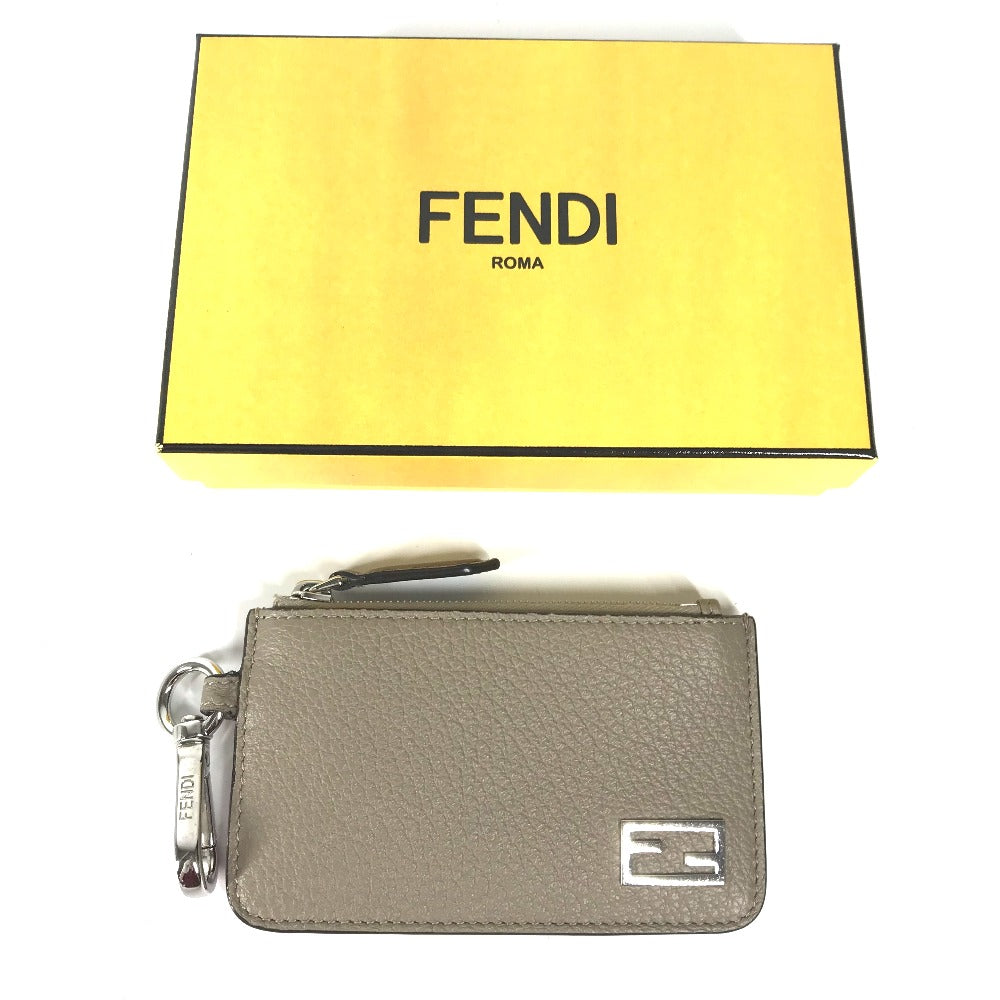 FENDI Coin case 7M0343 leather beige By color logo Women Used