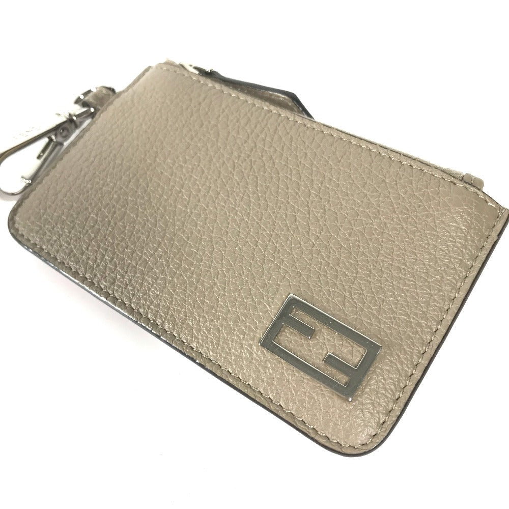 FENDI Coin case 7M0343 leather beige By color logo Women Used