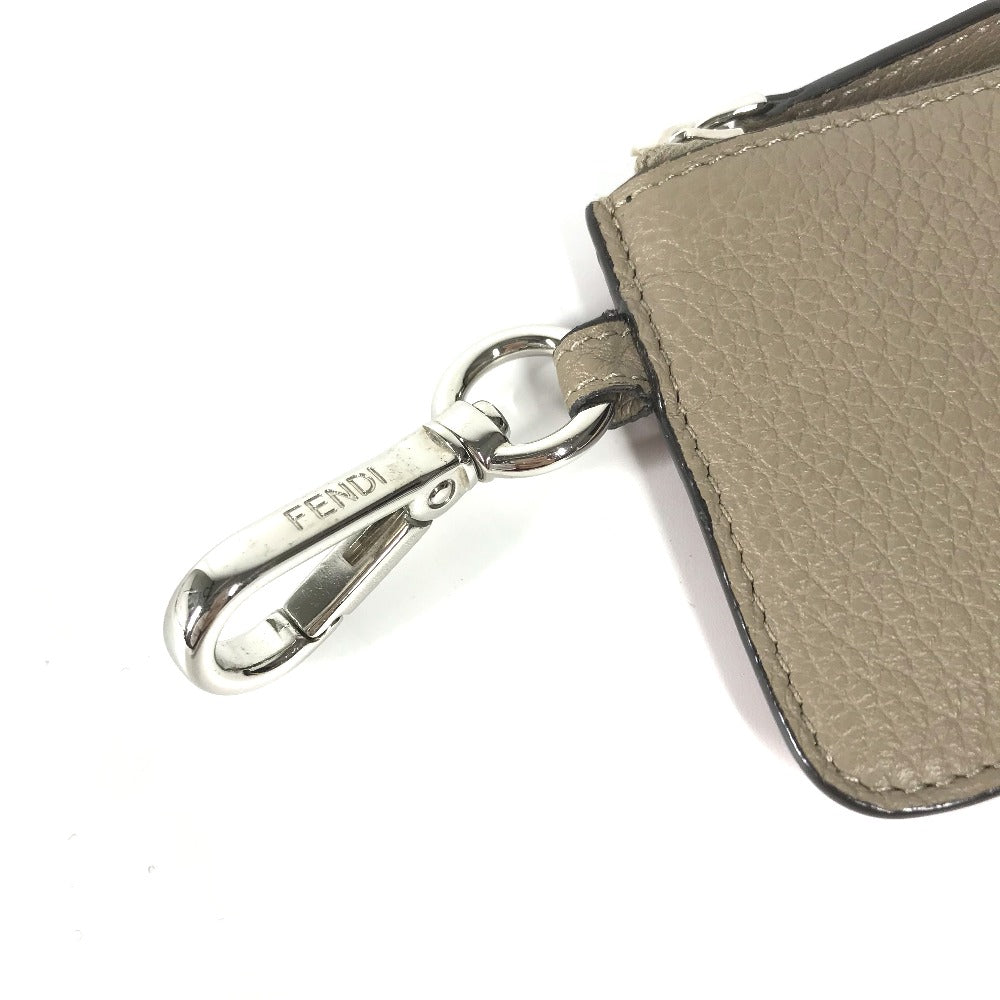 FENDI Coin case 7M0343 leather beige By color logo Women Used